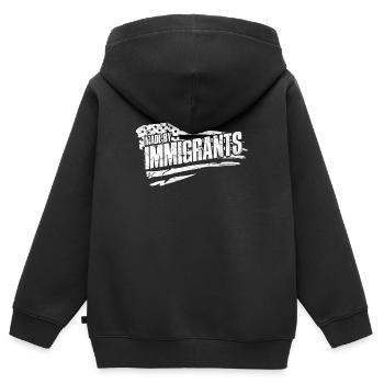 États-Unis Amérique Immigrants Citoyens américains FL américain - Sweat Premium à capuche zippé enfant bio - noir - Dos - AI Model Kid Male (0cm)