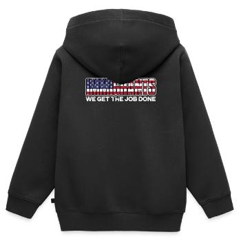États-Unis Amérique Immigrants Citoyens américains FL américain - Sweat Premium à capuche zippé enfant bio - noir - Dos - AI Model Kid Male (0cm)