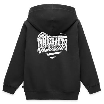 États-Unis Amérique Immigrants Citoyens américains FL américain - Sweat Premium à capuche zippé enfant bio - noir - Dos - AI Model Kid Male (0cm)