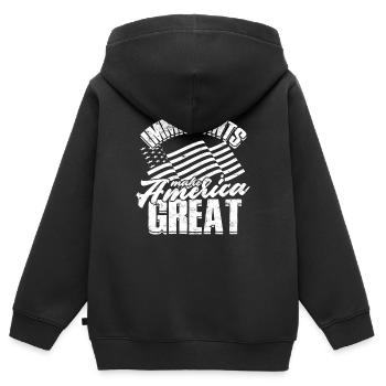 États-Unis Amérique Immigrants Citoyens américains FL américain - Sweat Premium à capuche zippé enfant bio - noir - Dos - AI Model Kid Male (0cm)