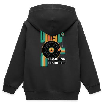 Retro Vinyl Schallplatten Platenspieler 70er - Kinder Premium Organic Zip Hoodie - Schwarz - Hinten - AI Model Kid Male (0cm)