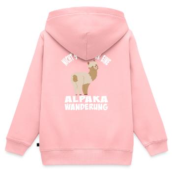 Alpaka Wanderung - Kinder Premium Organic Zip Hoodie - Rosa - Hinten - AI Model Kid Female (0cm)
