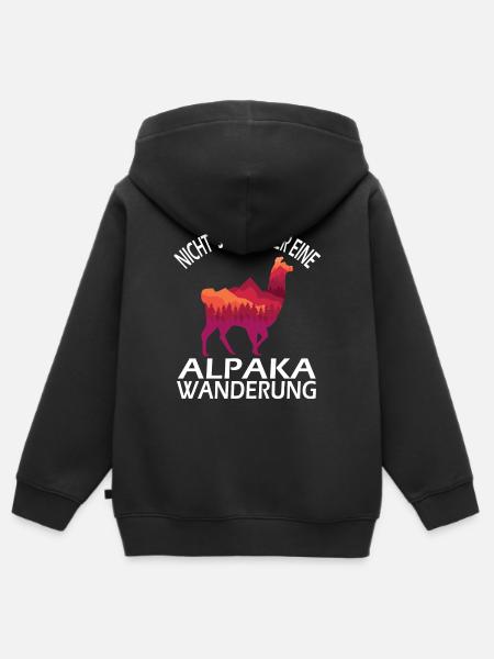 Alpaka und Lama Wanderung - Kinder Premium Organic Zip Hoodie - Schwarz