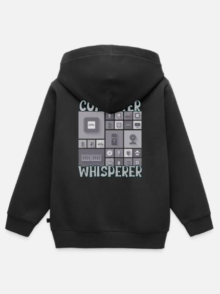 Computer Whisperer Support technique informatique Nerds Geeky - Premium børne zip-hættetrøje økologisk - sort