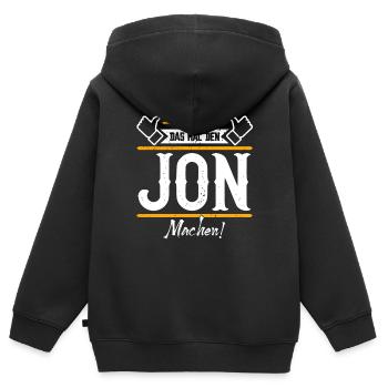 Jon Geschenkidee Geschenk Geburtstag - Kinder Premium Organic Zip Hoodie - Schwarz - Hinten - AI Model Kid Male (0cm)
