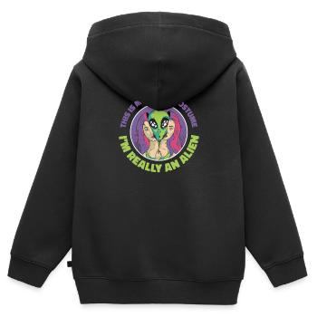 Alien UFO Aliens Außerirdischer - Kids Premium Organic Zip-up Hoodie - black - Back - AI Model Kid Male (0cm)