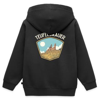 Heimat Harz | Teufelsmauer | Harz Souvenir - Kinder Premium Organic Zip Hoodie - Schwarz - Hinten - AI Model Kid Male (0cm)