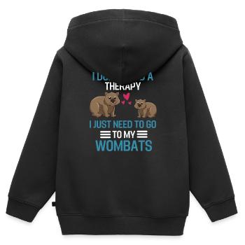 Animal Lovers Australia Animal Gift Wombat - Sweat Premium à capuche zippé enfant bio - noir - Dos - AI Model Kid Male (0cm)