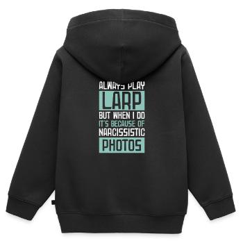 Larp |Live-Action-Rollenspiel |Larpen |Larp - Kinder Premium Organic Zip Hoodie - Schwarz - Hinten - AI Model Kid Male (0cm)