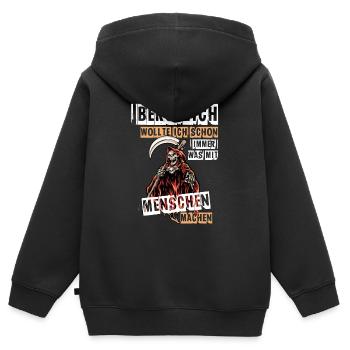 Beruflich Sensenmann - Kinder Premium Organic Zip Hoodie - Schwarz - Hinten - AI Model Kid Male (0cm)