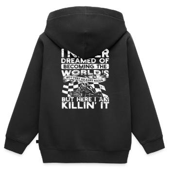 Kart conduite de kart pilotes de course Pilotes de course - Sweat Premium à capuche zippé enfant bio - noir - Dos - AI Model Kid Male (0cm)