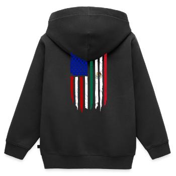 États-Unis Amérique Immigrants Citoyens américains FL américain - Sweat Premium à capuche zippé enfant bio - noir - Dos - AI Model Kid Male (0cm)