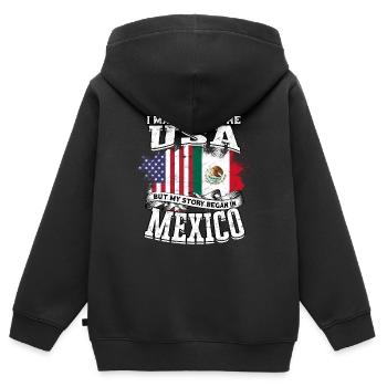 États-Unis Amérique Immigrants Citoyens américains FL américain - Sweat Premium à capuche zippé enfant bio - noir - Dos - AI Model Kid Male (0cm)