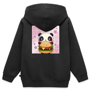 Cute Kawaii Panda, The Burger Anime Manga Otaku - Kids Premium Organic Zip-up Hoodie - black - Back - AI Model Kid Male (0cm)