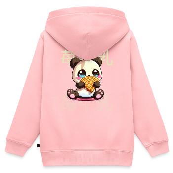 Cute Kawaii Panda Who Eats Waffle Anime Manga - Kids Premium Organic Zip-up Hoodie - rose - Back - AI Model Kid Female (0cm)