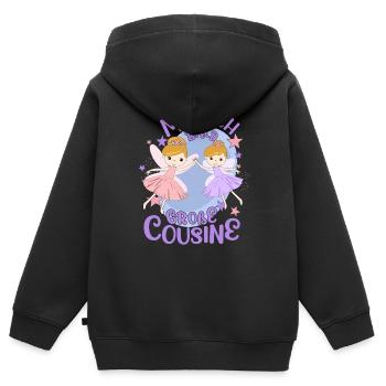 Cousine Ich werde große Cousine Cousinen Nachwuchs - Kinder Premium Organic Zip Hoodie - Schwarz - Hinten - AI Model Kid Male (0cm)