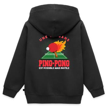 Une Vie Sans Ping Pong - Sweat Premium à capuche zippé enfant bio - noir - Dos - AI Model Kid Male (0cm)