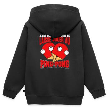 Ping Pong Humour Tennis De Table - Sweat Premium à capuche zippé enfant bio - noir - Dos - AI Model Kid Male (0cm)
