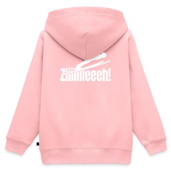 ZIEH Spruch Skispringer skispringen - Kinder Premium Organic Zip Hoodie - Rosa - Hinten - AI Model Kid Female (0cm)