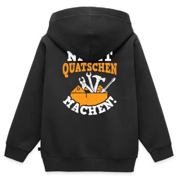 Nicht Quatschen Machen - Spruch Lustig Tischler Zi - Kinder Premium Organic Zip Hoodie - Schwarz - Hinten - AI Model Kid Male (0cm)