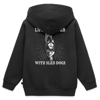 Alaska Mushing Dog Mushers Huskies - Kids Premium Organic Zip-up Hoodie - black - Back - AI Model Kid Male (0cm)