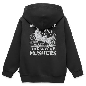 Alaska Mushing Dog Mushers Huskies - Kids Premium Organic Zip-up Hoodie - black - Back - AI Model Kid Male (0cm)