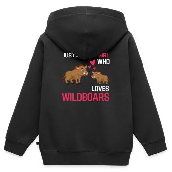 Waldbewohner Mädchen Waldtier Geschenk Wildschwein - Kinder Premium Organic Zip Hoodie - Schwarz - Hinten - AI Model Kid Male (0cm)