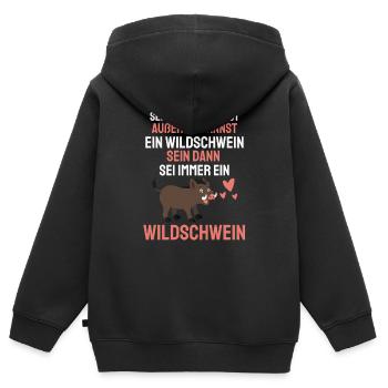 Tierliebhaber Waldbewohner Geschenk Wildschwein - Kinder Premium Organic Zip Hoodie - Schwarz - Hinten - AI Model Kid Male (0cm)