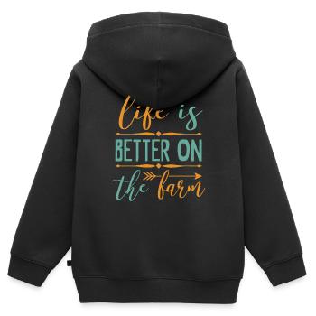 Life Is Better On The Farm - Kinder Premium Organic Zip Hoodie - Schwarz - Hinten - AI Model Kid Male (0cm)