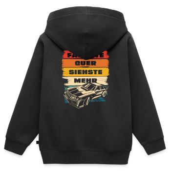 Fährste Quer siehste Mehr - Kinder Premium Organic Zip Hoodie - Schwarz - Hinten - AI Model Kid Male (0cm)