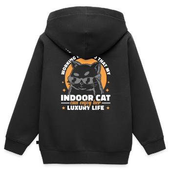 Lustige Hauskatze - Kinder Premium Organic Zip Hoodie - Schwarz - Hinten - AI Model Kid Male (0cm)