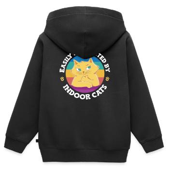 Leicht abgelenkt von Hauskatzen - Kinder Premium Organic Zip Hoodie - Schwarz - Hinten - AI Model Kid Male (0cm)