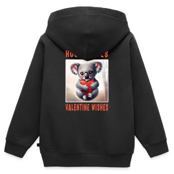 Câlins Bisous et souhaits Valentin - Sweat Premium à capuche zippé enfant bio - noir - Dos - AI Model Kid Male (0cm)