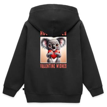 Câlins Bisous et souhaits Valentin - Sweat Premium à capuche zippé enfant bio - noir - Dos - AI Model Kid Male (0cm)