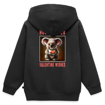 Câlins Bisous et souhaits Valentin - Sweat Premium à capuche zippé enfant bio - noir - Dos - AI Model Kid Male (0cm)