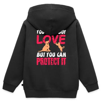 Vous ne pouvez pas acheter l’amour mais vous pouvez le protéger animal - Sweat Premium à capuche zippé enfant bio - noir - Dos - AI Model Kid Male (0cm)