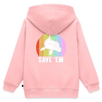 Save 'Em Retro Vintage Dolphin Animal Lover - Kids Premium Organic Zip-up Hoodie - rose - Back - AI Model Kid Female (0cm)
