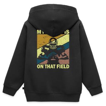 My heart is on the field Footbal Quaterback - Kids Premium Organic Zip-up Hoodie - black - Back - AI Model Kid Male (0cm)