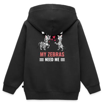 Ich kann nicht meine Zebras brauchen mich Zebra - Kinder Premium Organic Zip Hoodie - Schwarz - Hinten - AI Model Kid Male (0cm)