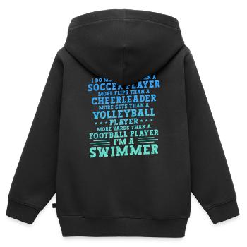 Lustiges Schwimmen Schwimmer - Kinder Premium Organic Zip Hoodie - Schwarz - Hinten - AI Model Kid Male (0cm)