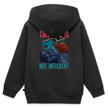 Actions Actionnaire Investisseur - Sweat Premium à capuche zippé enfant bio - noir - Dos - AI Model Kid Male (0cm)