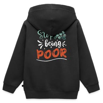 Hör Auf, Arm Zu Sein - Kinder Premium Organic Zip Hoodie - Schwarz - Hinten - AI Model Kid Male (0cm)
