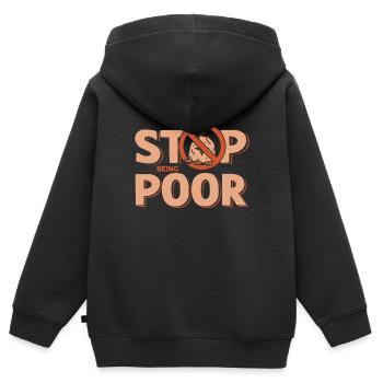 Hör Auf, Arm Zu Sein - Kinder Premium Organic Zip Hoodie - Schwarz - Hinten - AI Model Kid Male (0cm)