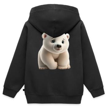 Bébé ours polaire - Sweat Premium à capuche zippé enfant bio - noir - Dos - AI Model Kid Male (0cm)