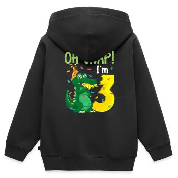 Oh Snap Ich bin 3 Krokodil 3. Geburtstag Alligator - Kinder Premium Organic Zip Hoodie - Schwarz - Hinten - AI Model Kid Male (0cm)