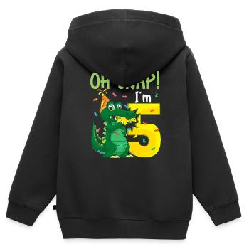 Oh Snap Ich bin 5 Krokodil 5. Geburtstag Alligator - Kinder Premium Organic Zip Hoodie - Schwarz - Hinten - AI Model Kid Male (0cm)