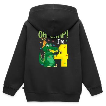 Oh Snap Ich bin 4 Krokodil 4. Geburtstag Alligator - Kinder Premium Organic Zip Hoodie - Schwarz - Hinten - AI Model Kid Male (0cm)