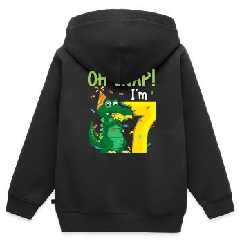 Oh Snap Ich bin 7 Krokodil 7. Geburtstag Alligator - Kinder Premium Organic Zip Hoodie - Schwarz - Hinten - AI Model Kid Male (0cm)