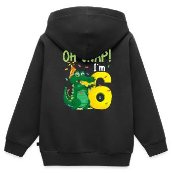 Oh Snap Ich bin 6 Krokodil 6. Geburtstag Alligator - Kinder Premium Organic Zip Hoodie - Schwarz - Hinten - AI Model Kid Male (0cm)