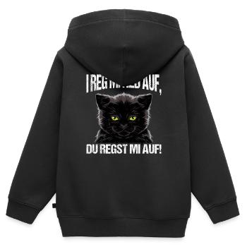 I reg mi ned auf du regst mi auf schwarze Katzen M - Kinder Premium Organic Zip Hoodie - Schwarz - Hinten - AI Model Kid Male (0cm)